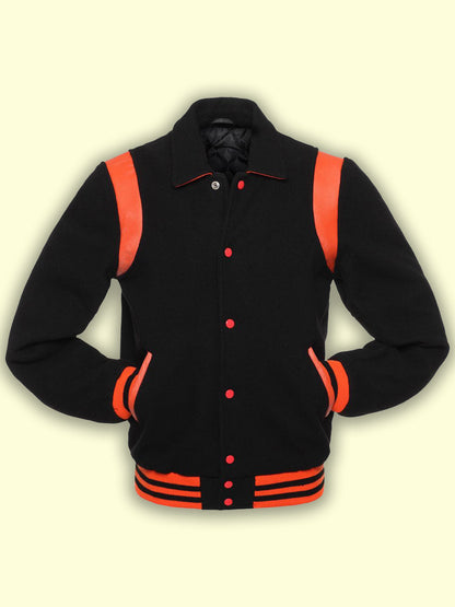 Black With Orange Varsity Jacket – Frozva