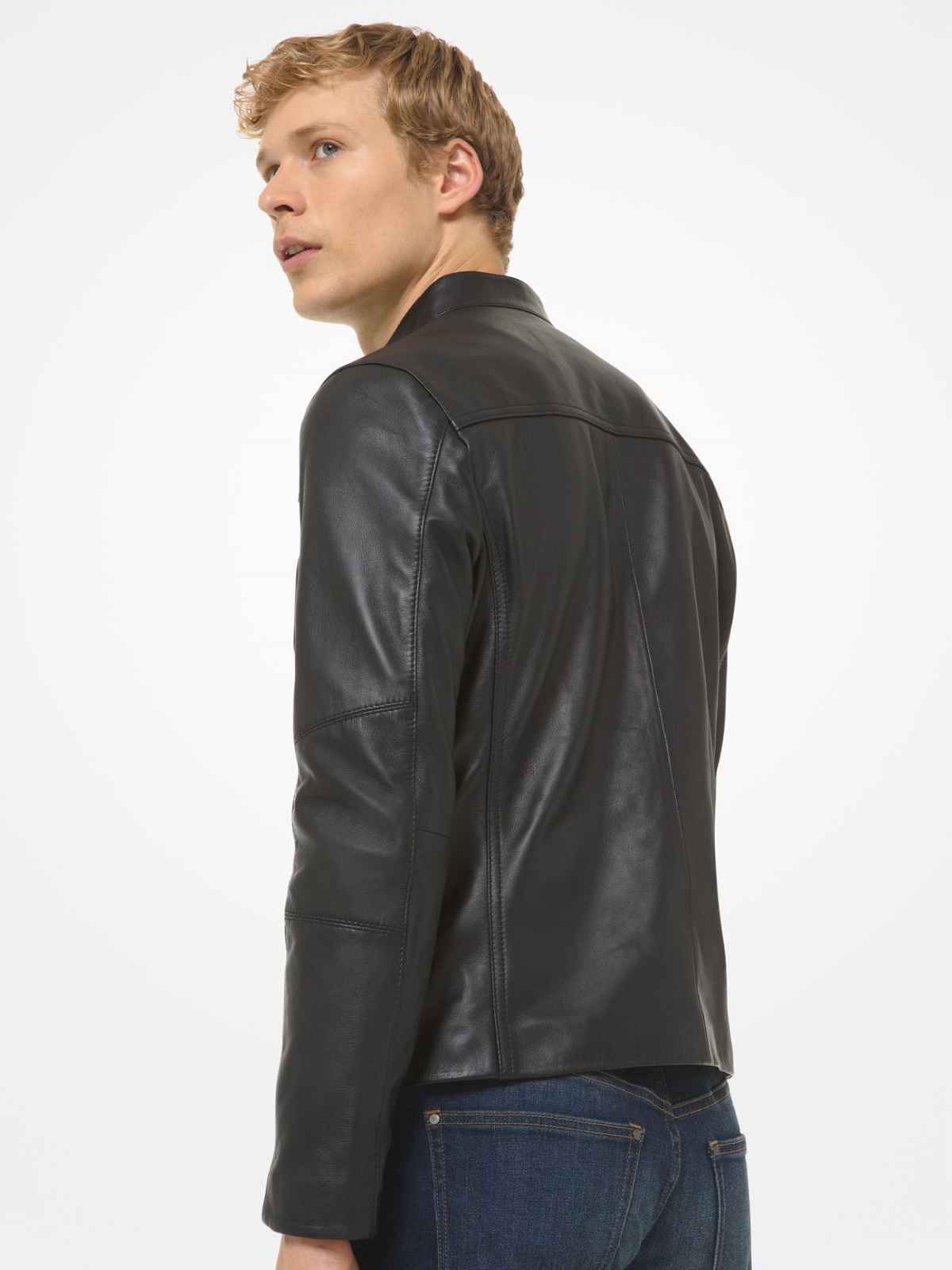 Men Racer Biker Simple Leather Jacket