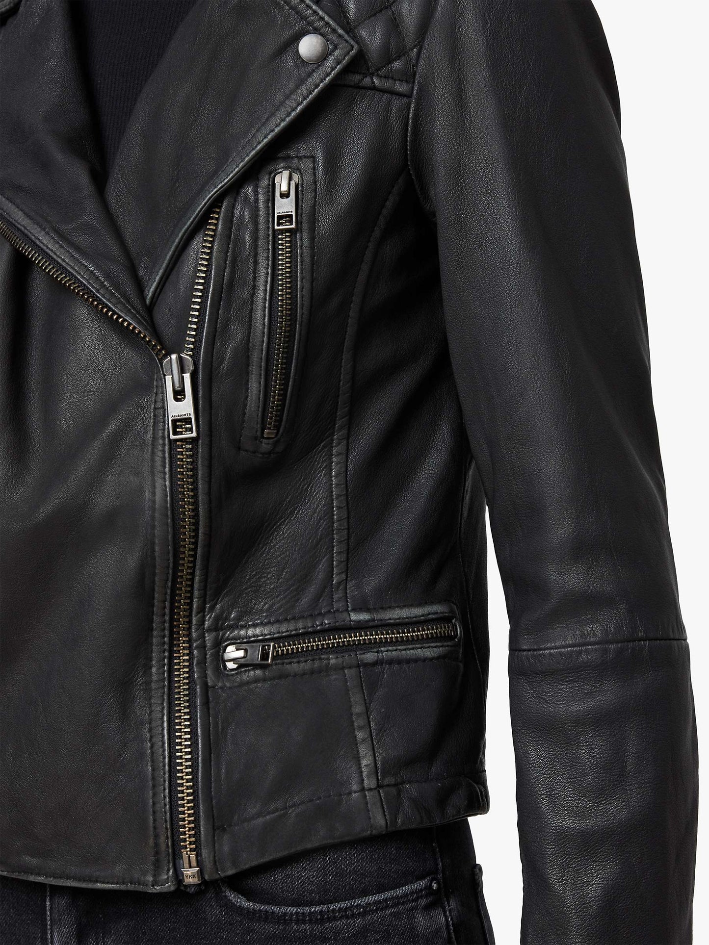 Womens Leather Cargo Biker Jacket