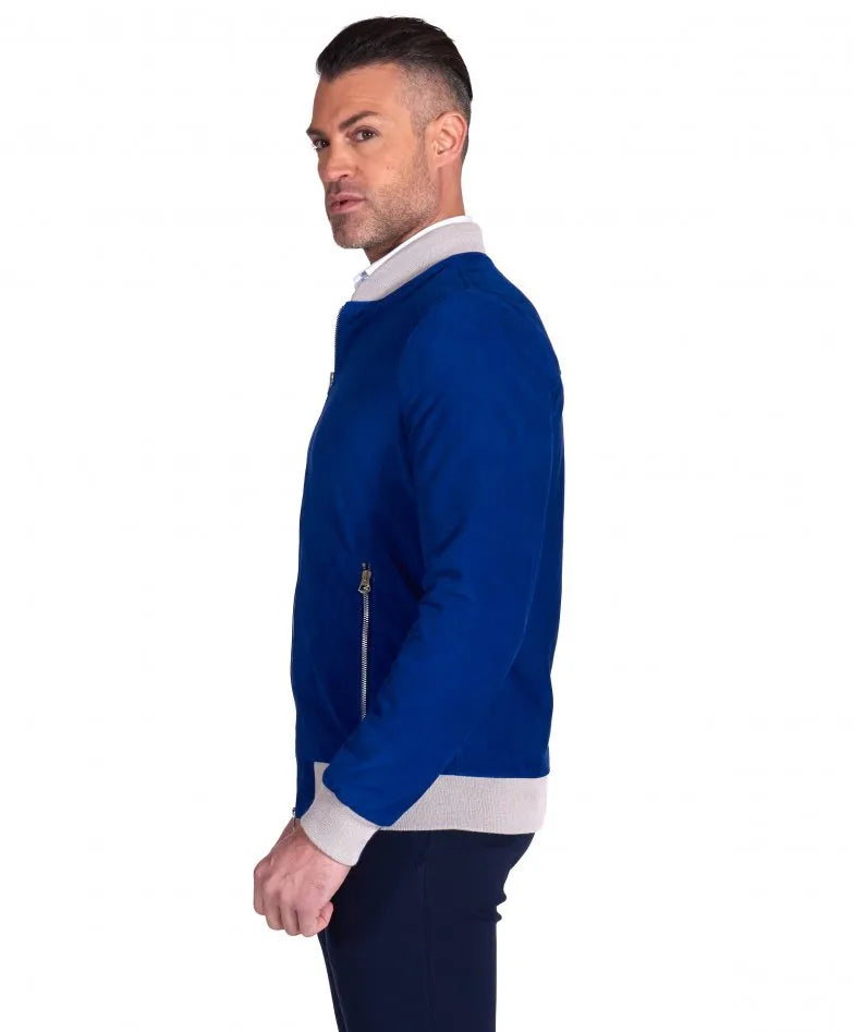 Men's Highstreet Blue Suede Leather Jacket