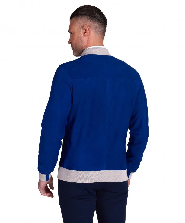 Men's Highstreet Blue Suede Leather Jacket