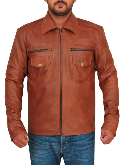 Vintage Brown Men Leather Jacket – Frozva