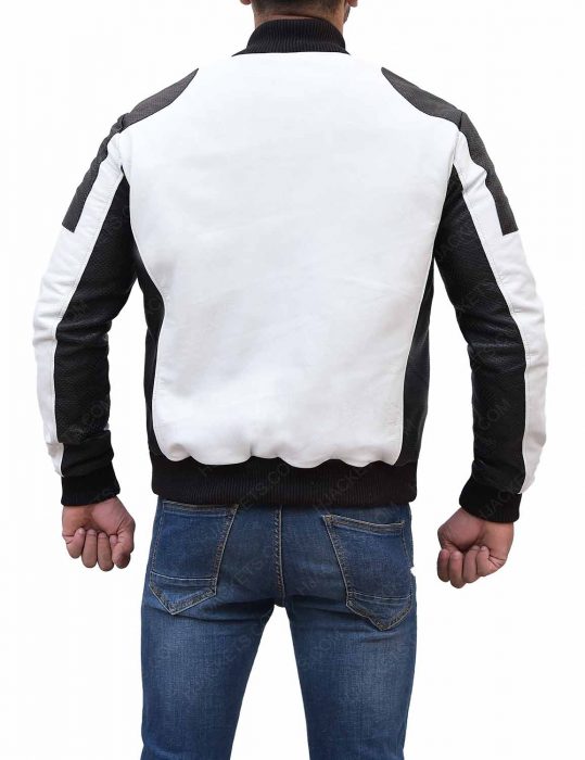 Men Black and White Moto Jacket