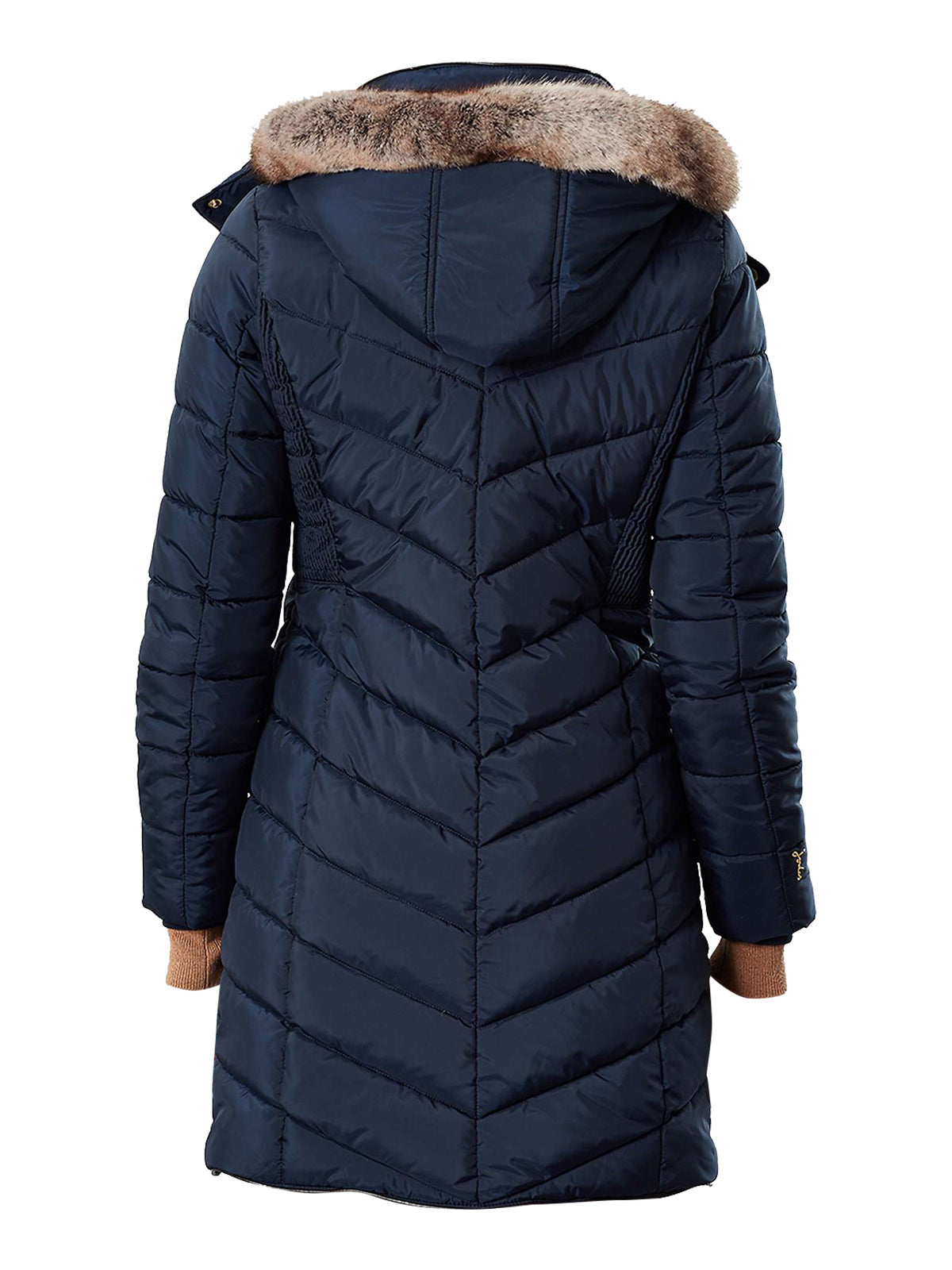 Women's Navy Quilted Faux Blue Detail Coat