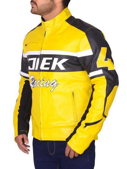 Black & Yellow Biker Real Leather Jacket – Frozva