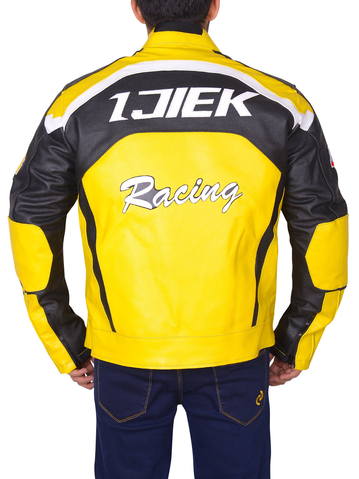 Black & Yellow Biker Real Leather Jacket – Frozva